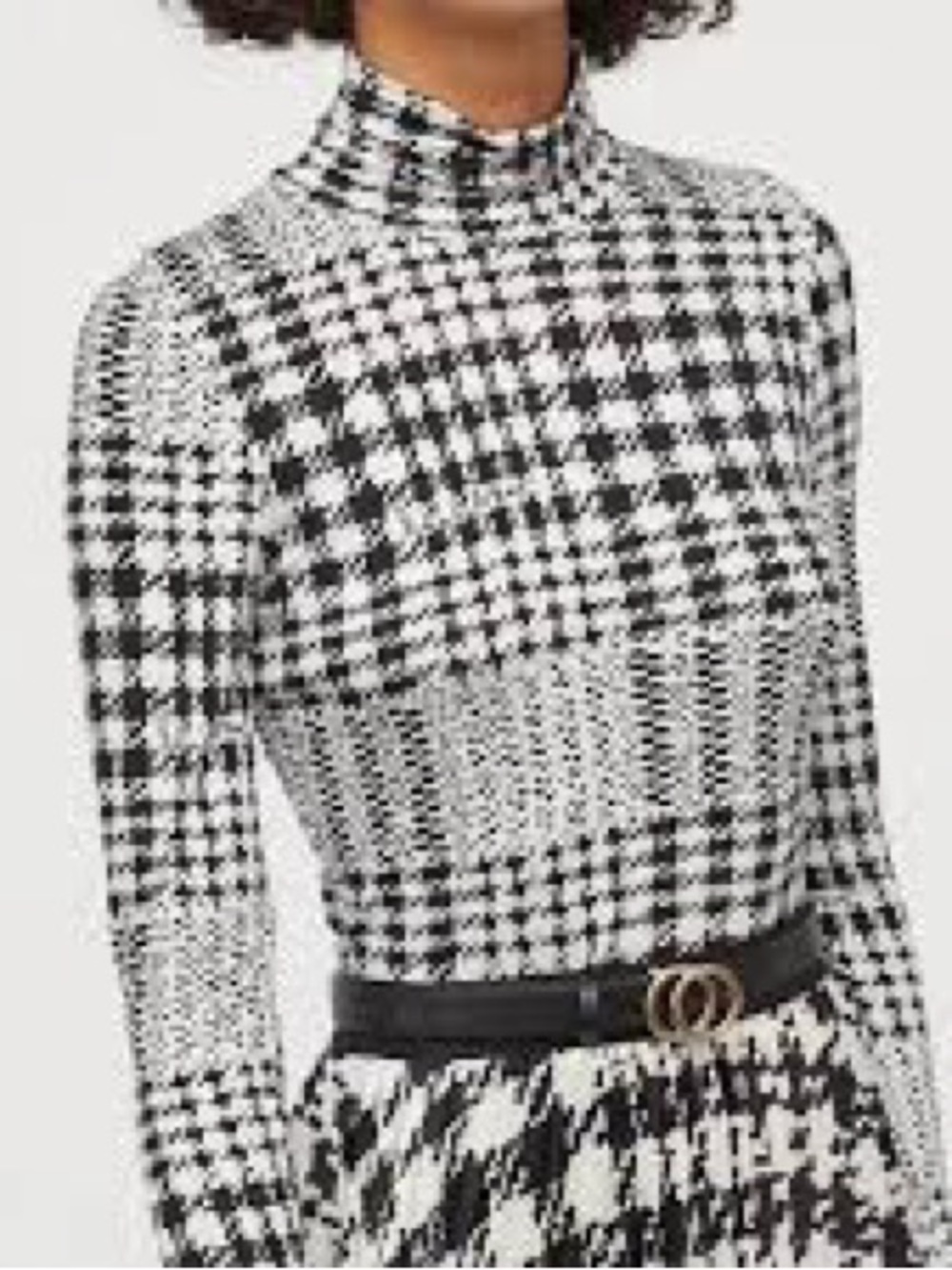 Richard Allan x H&M Mock Neck Abstract Houndstooth Print Long Sleeve Top M